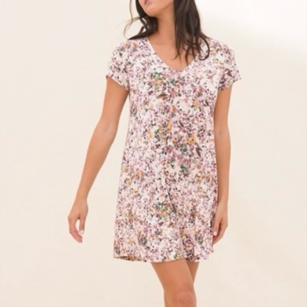 Soma Floral Print Short Sleeve Sleep Shirt / Lounge Dress | Size L